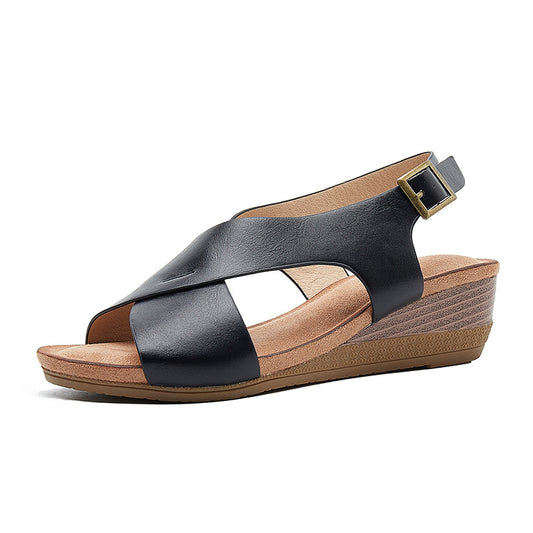(⏳NOW ON: 49% OFF Sale! 🔥)-Women's Arch Support Casual Platform Ankle Strap Leather Sandals