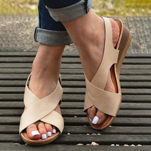 (⏳NOW ON: 49% OFF Sale! 🔥)-Women's Arch Support Casual Platform Ankle Strap Leather Sandals