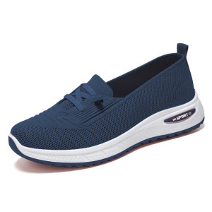 Slip On Sneakers Women Breathable Mesh Knitted Women Low Top Walking Shoes Lightweight Wide Width Non-Slip Shoes
