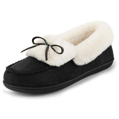 (⏳NOW ON: 70% OFF Sale! 🔥)Autumn Winter Indoor Cozy Fuzzy Slip-On Bow Back Flats for Women