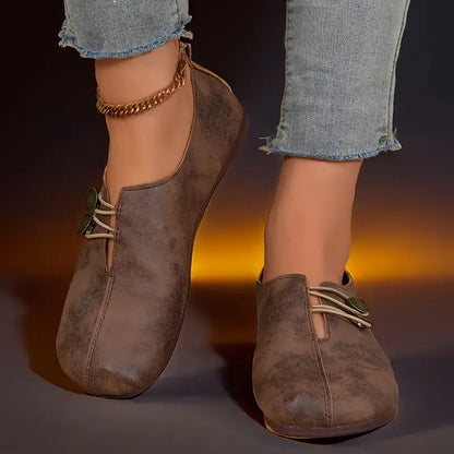 💝Summer Sale ⭐ Women's Elegant soft sole round toe buckle decoration Flat Shoes
