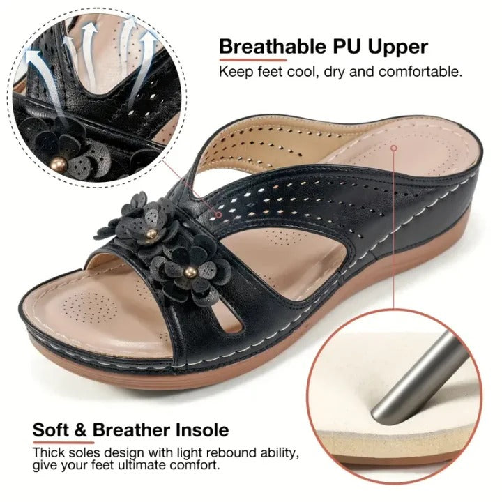 🌞LAST DAY 50% OFF⏰Women's Flowers Decor Arch Support Sandals