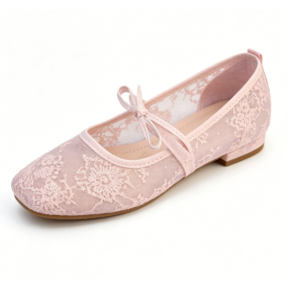 Hidden Wedge Mary Janes – Lace Ballet Flats for Women