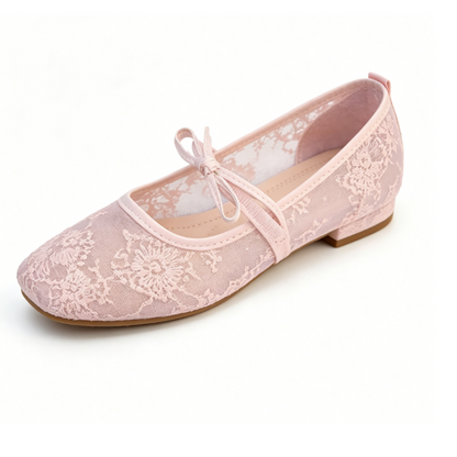Hidden Wedge Mary Janes – Lace Ballet Flats for Women