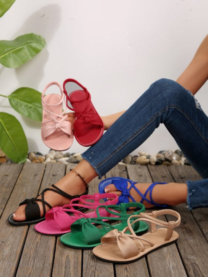 Knot-Front Elastic Ankle Sandals – Easy Slip-On with Arch Support