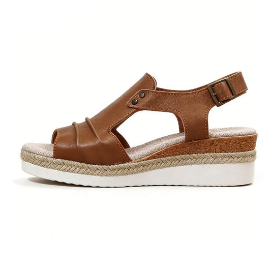 Vintage T-Strap Wedge Sandals – Slip-On Design with Arch Support