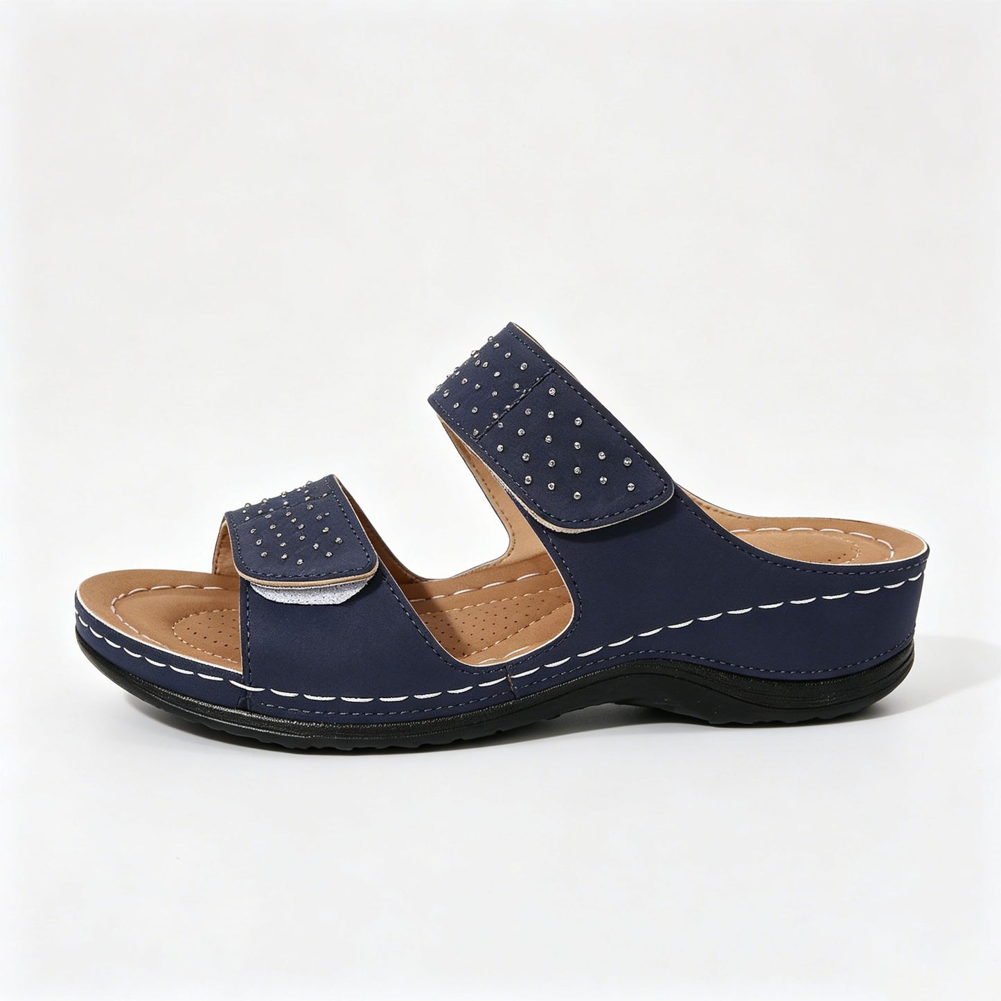 Rhinestone Wedge Sandals, Orthopedic Arch Support Slides for Women