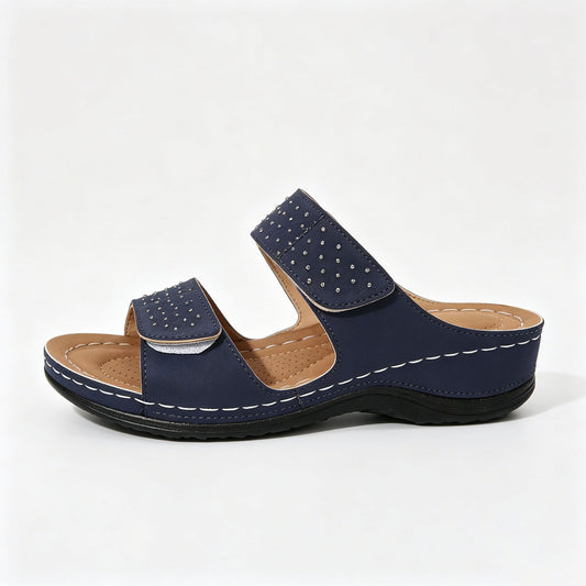 Rhinestone Wedge Sandals, Orthopedic Arch Support Slides for Women