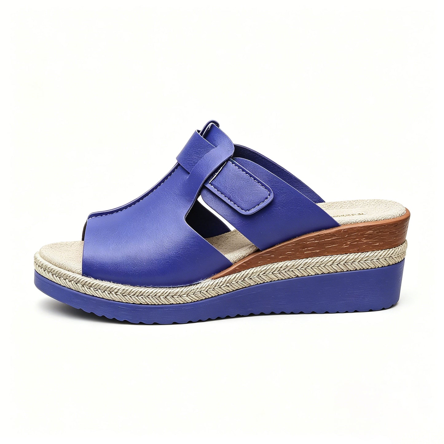 Women's Multi-Color Leather Wedge Sandals, Adjustable Arch Support Slides