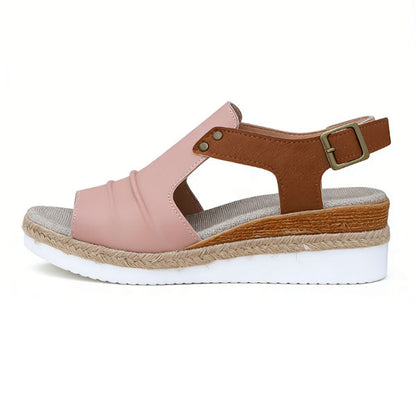 Vintage T-Strap Wedge Sandals – Slip-On Design with Arch Support