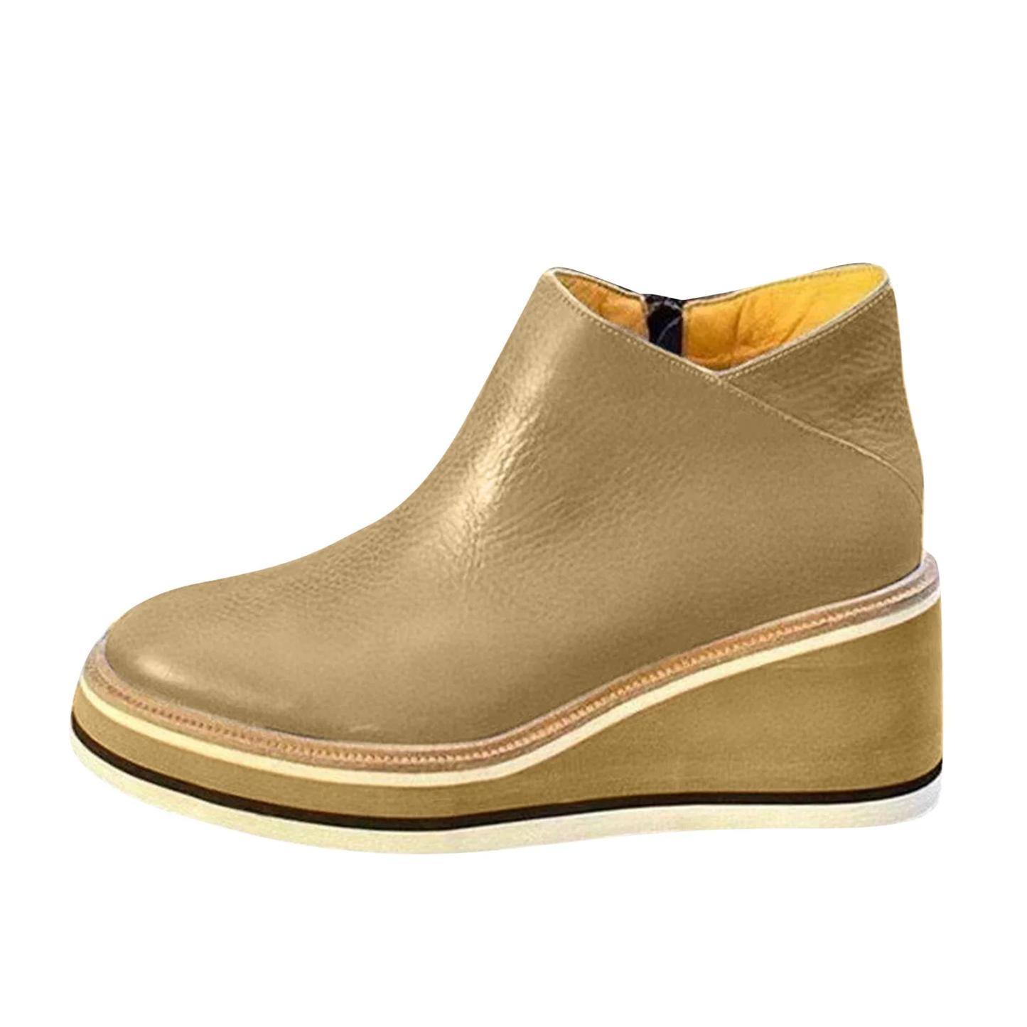 (⏳NOW ON: 70% OFF Sale! 🔥)Women’s Walking Shoes Casual Leather Sneakers with Side Zipper Thick Sole Four Seasons Comfort