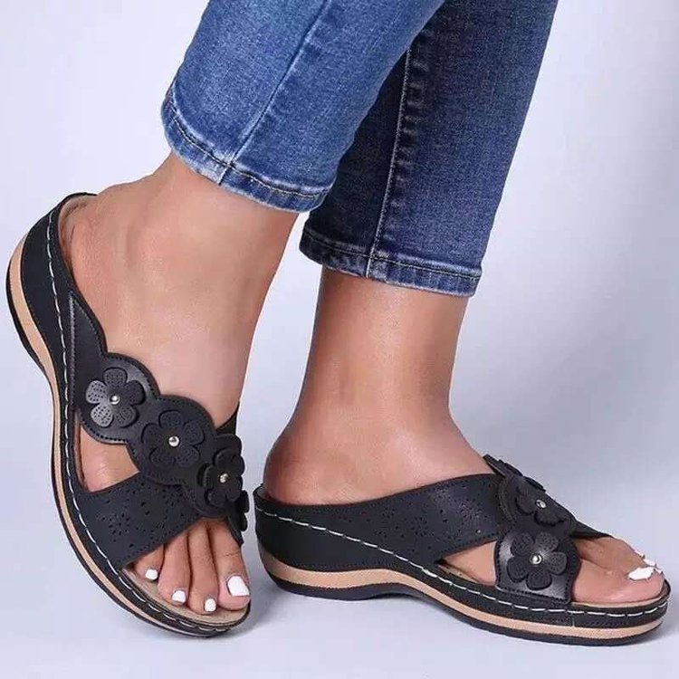 Womens Arch Support  Floral Sandals Vintage Wedge Sandals
