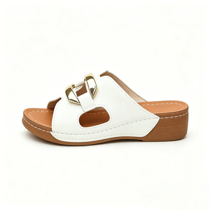 Premium Leather Orthopedic Sandals, Arch Support All-Day Comfort Wedge Slides for Women