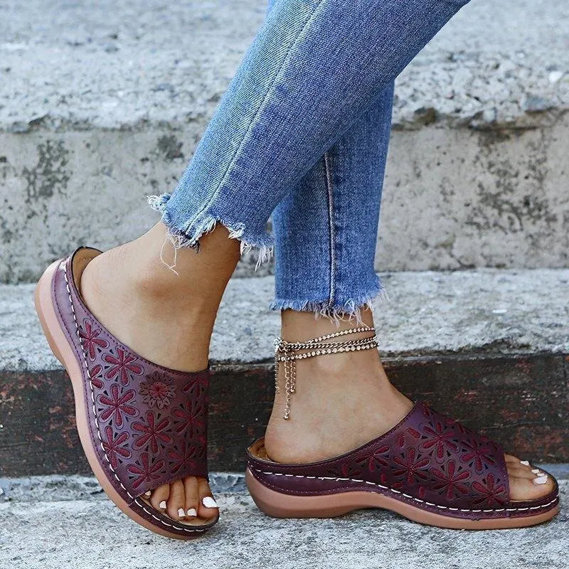 Last Day 49% OFF!!!|Women Leather Soft Footbed Sandals