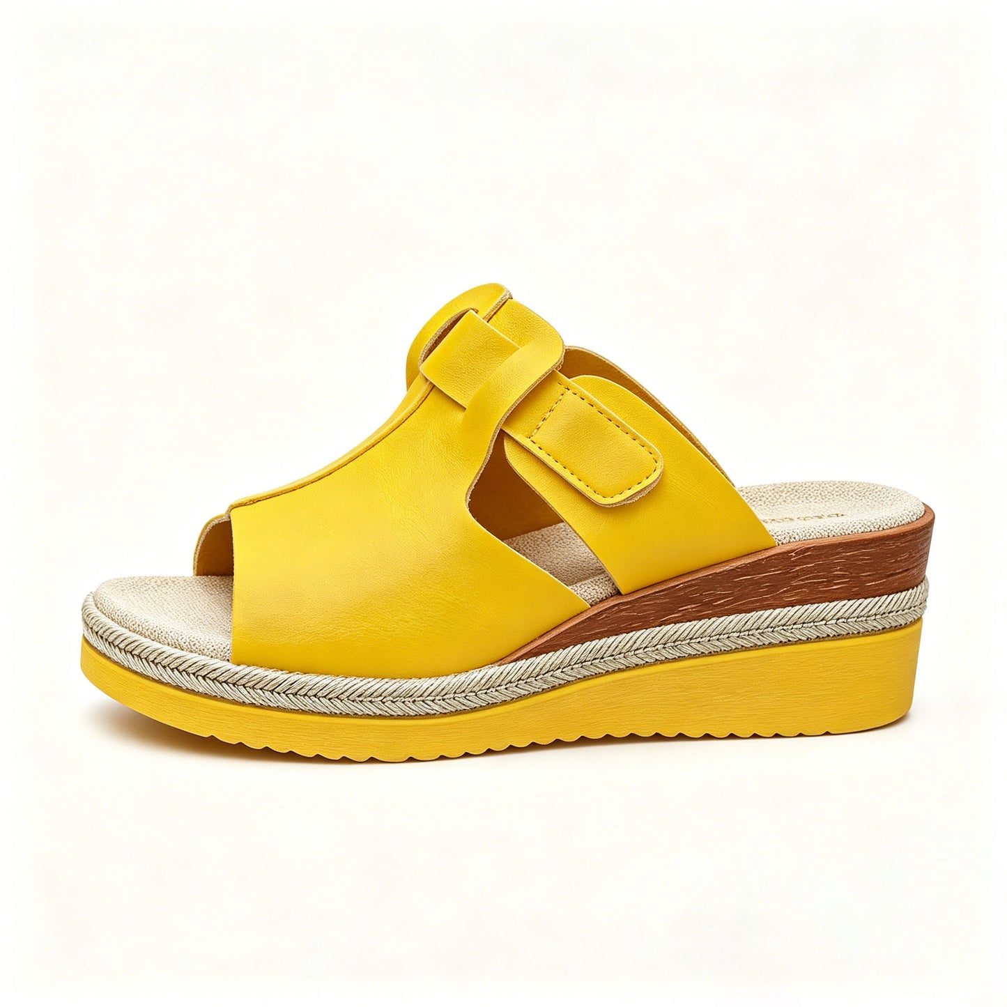 Women's Multi-Color Leather Wedge Sandals, Adjustable Arch Support Slides