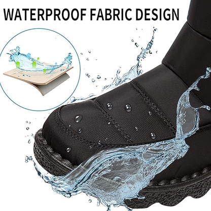 (⏳NOW ON: 50% OFF Sale! 🔥)Women’s Waterproof Fur-Lined Winter Boots, Non-Slip Warm Slip-On Snow Ankle Booties for Outdoor Comfort