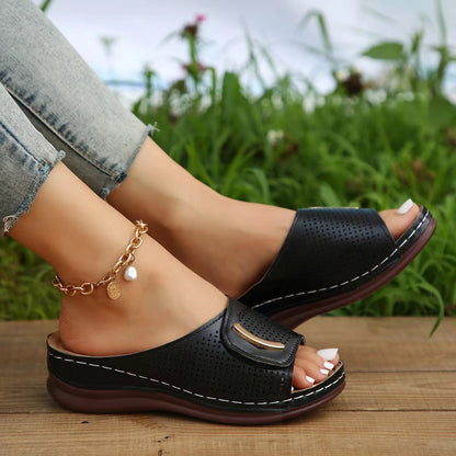 🔥Mother‘s Day 49% OFF — Peep Toe Hollow Out Orthopedic Slippers