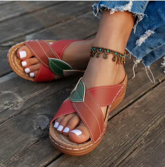 Wedge Sandals for Women Orthopedic Arch Support Dressy Summer 2026 Platform Comfortable Low Wedges Heels Crisscross Open Toe Outdoor Beach Slip-on Slide Sandal Slippers