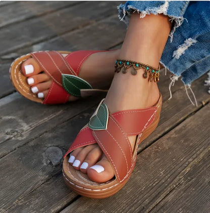 Wedge Sandals for Women Orthopedic Arch Support Dressy Summer 2026 Platform Comfortable Low Wedges Heels Crisscross Open Toe Outdoor Beach Slip-on Slide Sandal Slippers