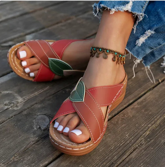 Wedge Sandals for Women Orthopedic Arch Support Dressy Summer 2026 Platform Comfortable Low Wedges Heels Crisscross Open Toe Outdoor Beach Slip-on Slide Sandal Slippers
