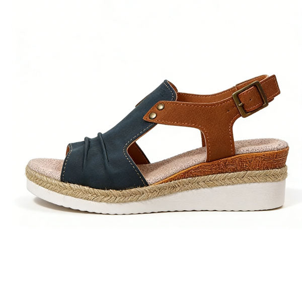 Vintage T-Strap Wedge Sandals – Slip-On Design with Arch Support