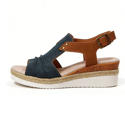 Vintage T-Strap Wedge Sandals – Slip-On Design with Arch Support
