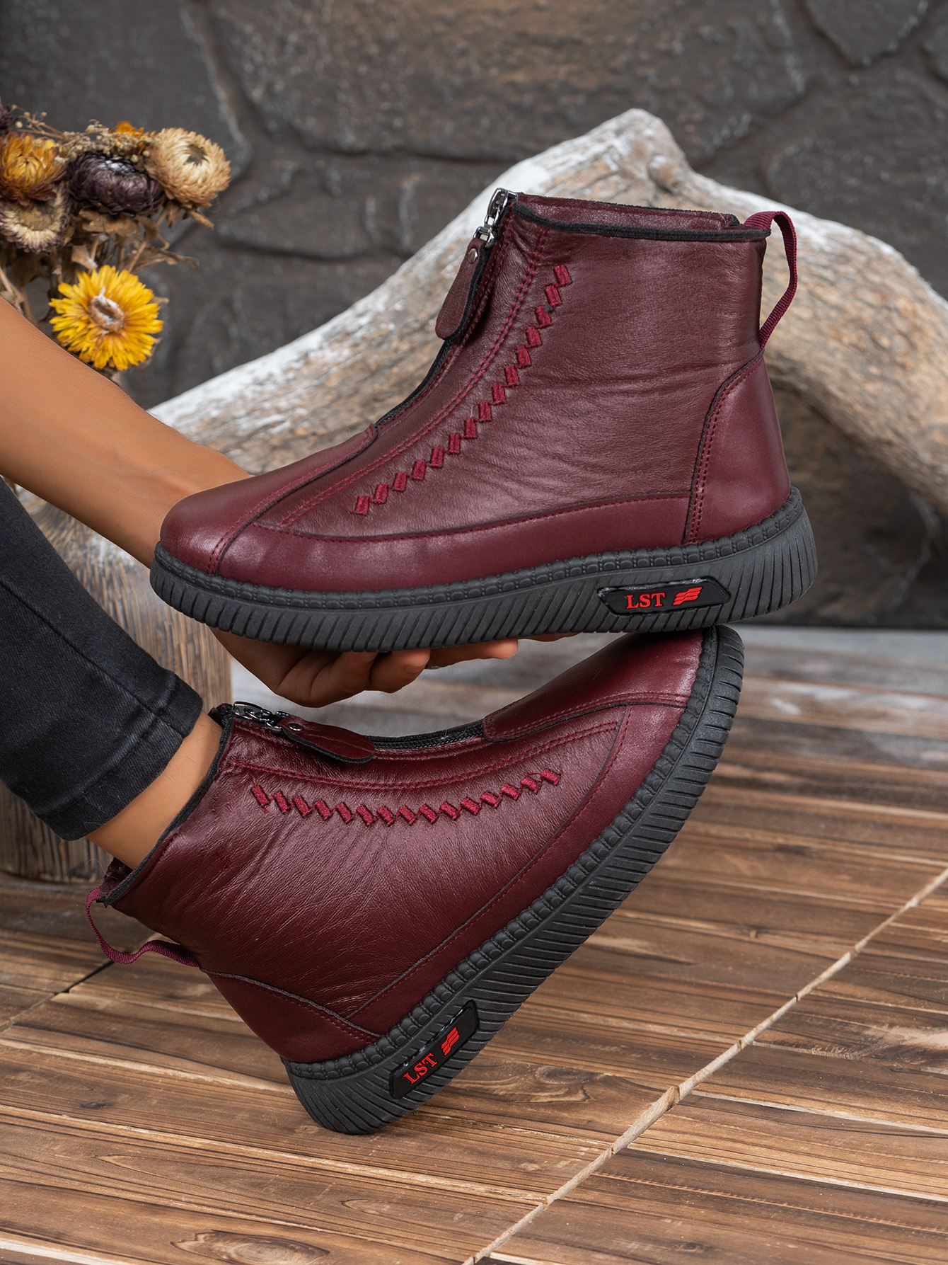 (⏳NOW ON: 50% OFF Sale! 🔥)Women's Winter Snow Boots, Warm Fur-Lined Soft Bottom Booties with Front Zipper & Non-Slip Sole
