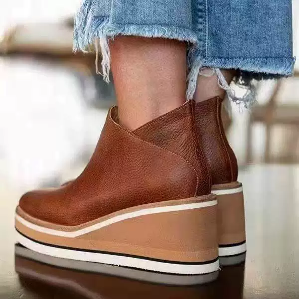(⏳NOW ON: 70% OFF Sale! 🔥)Women’s Walking Shoes Casual Leather Sneakers with Side Zipper Thick Sole Four Seasons Comfort