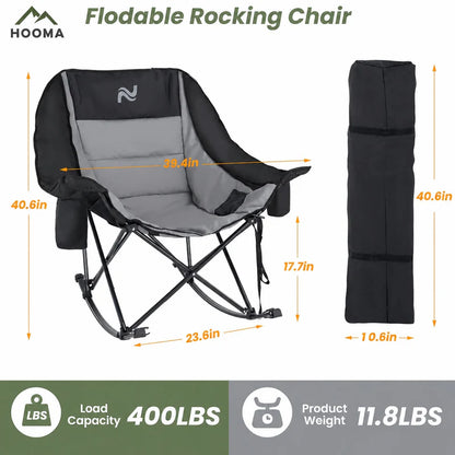 Heavy Duty 400LB Outdoor Rocker Chair Full Body Padded & Portable