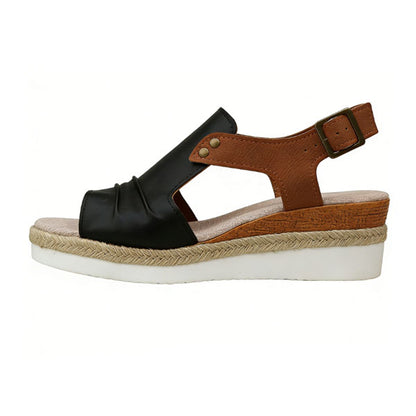 Vintage T-Strap Wedge Sandals – Slip-On Design with Arch Support
