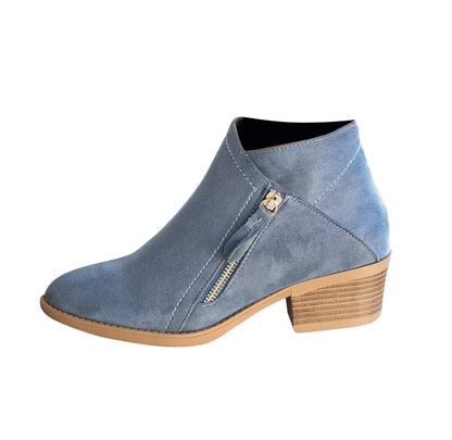 Women's Low-heeled Ankle Boots Vintage Women Slip On Boots Pointed Toe Round Head Thick Heel Short Shoes