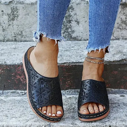 Last Day 49% OFF!!!|Women Leather Soft Footbed Sandals