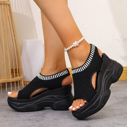 Breathable Knit Platform Wedges – Easy Slip-On with Arch Support