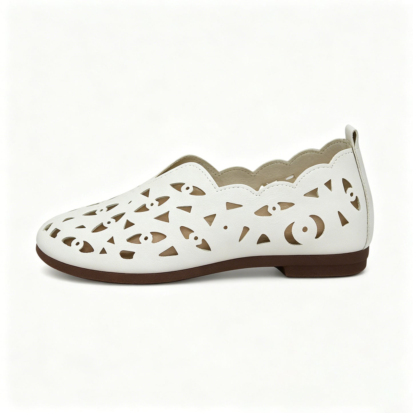 Orthopedic Hollow Leather Flats, Arch Support Non-Slip Slip-On Loafers for Women