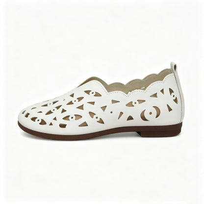 Orthopedic Hollow Leather Flats, Arch Support Non-Slip Slip-On Loafers for Women