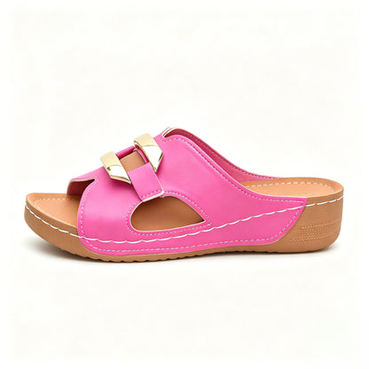 Premium Leather Orthopedic Sandals, Arch Support All-Day Comfort Wedge Slides for Women