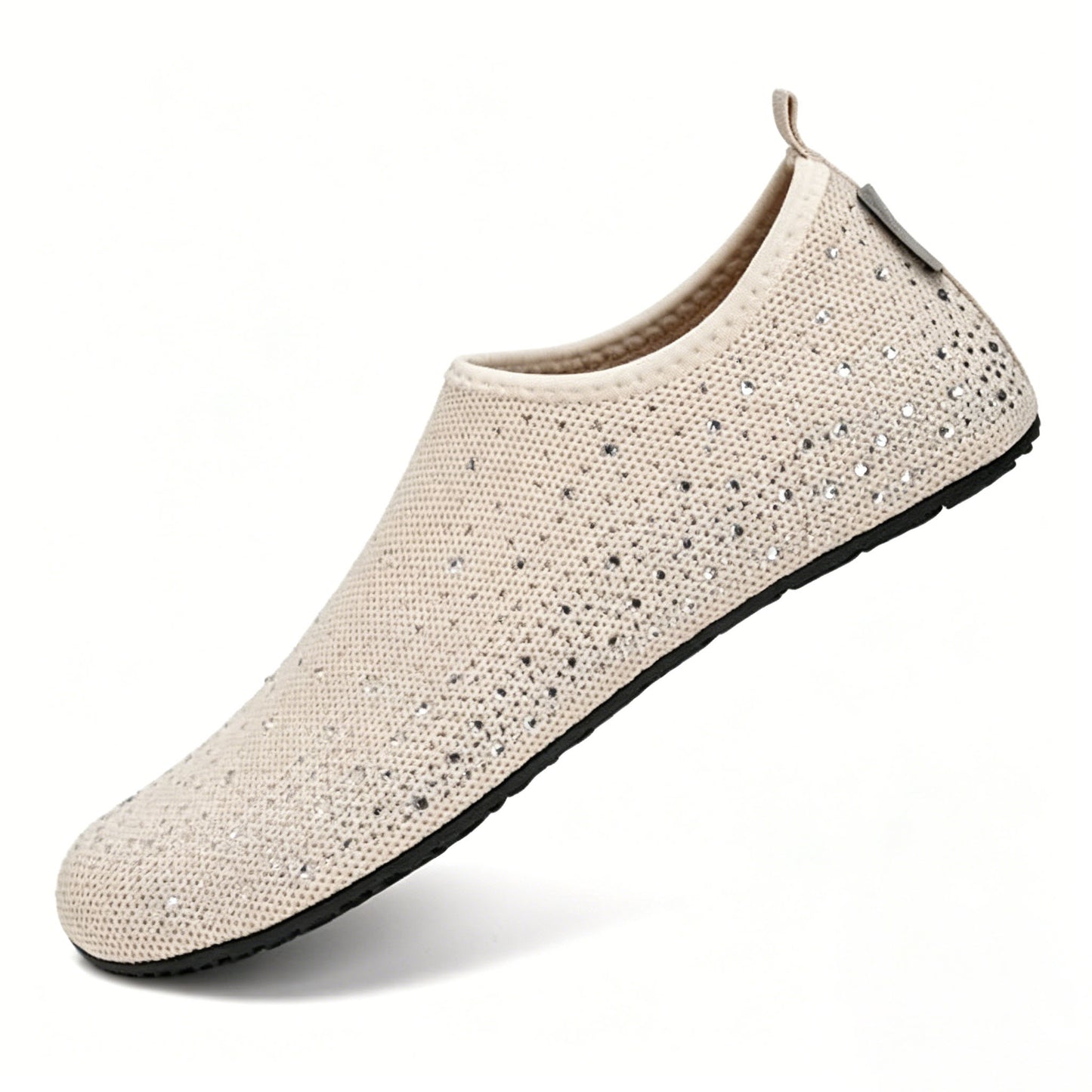 Women's sparkly rhinestone water shoes, quick-drying slip-on water socks, non-slip soles, lightweight barefoot beach shoes
