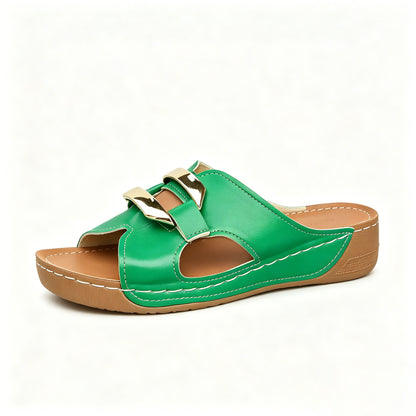Premium Leather Orthopedic Sandals, Arch Support All-Day Comfort Wedge Slides for Women
