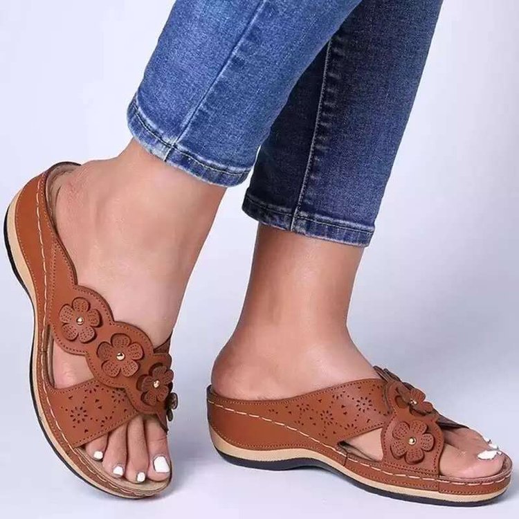 Womens Arch Support  Floral Sandals Vintage Wedge Sandals