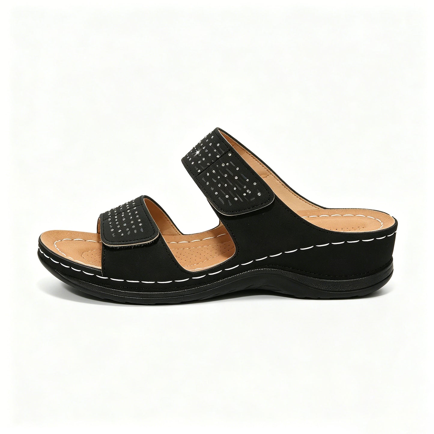 Rhinestone Wedge Sandals, Orthopedic Arch Support Slides for Women