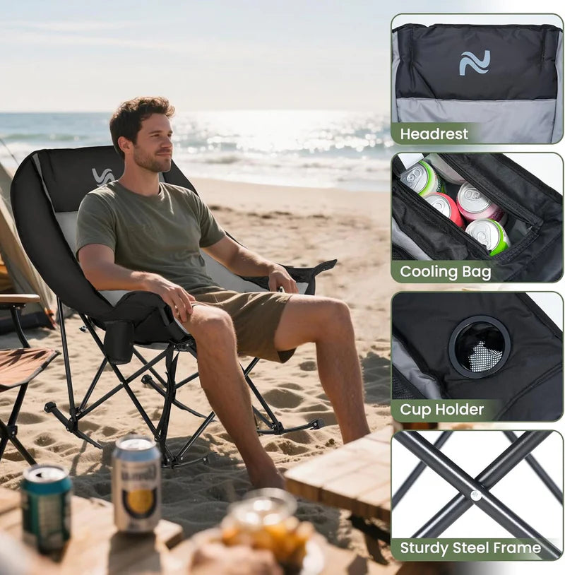 Heavy Duty 400LB Outdoor Rocker Chair Full Body Padded & Portable