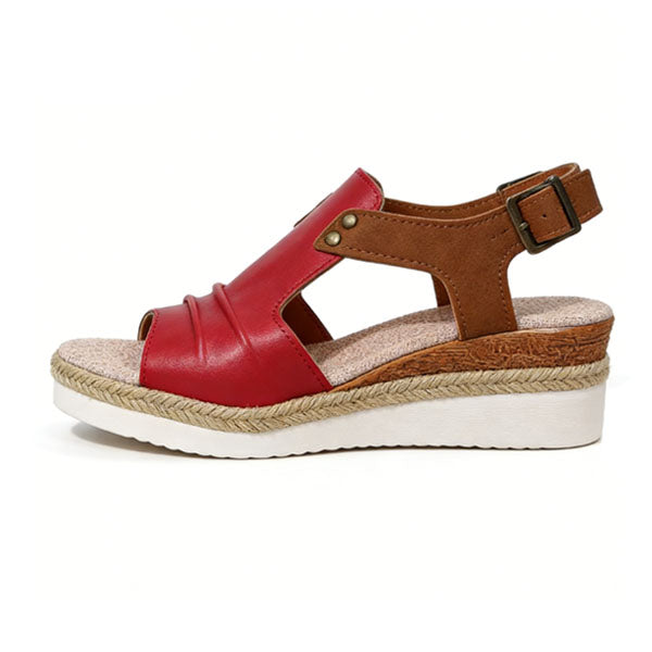 Vintage T-Strap Wedge Sandals – Slip-On Design with Arch Support