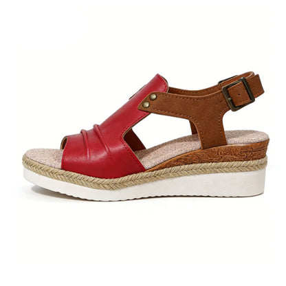Vintage T-Strap Wedge Sandals – Slip-On Design with Arch Support