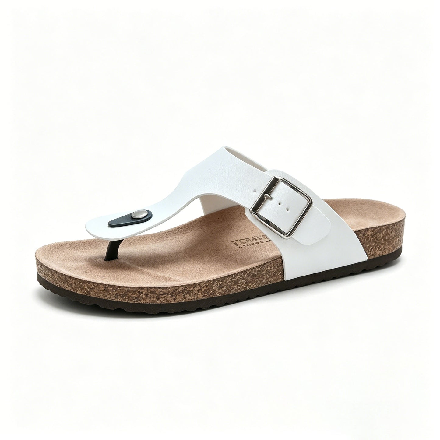 All Day Comfort Genuine Leather Flip Flops | Orthotic Arch Support Cork Footbed Sandals | Multi Color Adjustable Buckle Summer Casual Slippers