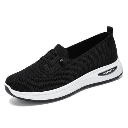 Slip On Sneakers Women Breathable Mesh Knitted Women Low Top Walking Shoes Lightweight Wide Width Non-Slip Shoes