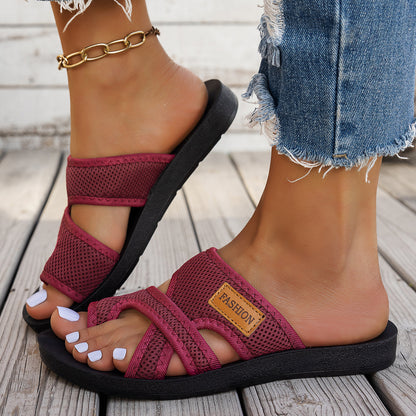 Womens Flat Sandals Orthopedic Sandals Bunions Flip Flop With Arch Support Comfy Orthotic Slides Post Thong Slippers Wide Fit Summer Flat Sandal Low Wedge Beach Shoes Anti-Slip Breathable Sliders