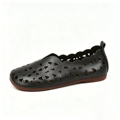 Orthopedic Hollow Leather Flats, Arch Support Non-Slip Slip-On Loafers for Women