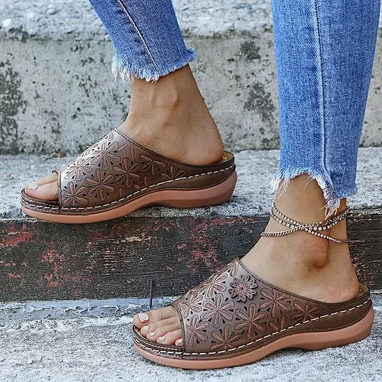 Last Day 49% OFF!!!|Women Leather Soft Footbed Sandals