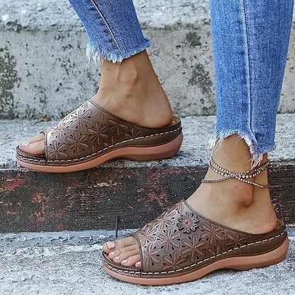 Last Day 49% OFF!!!|Women Leather Soft Footbed Sandals