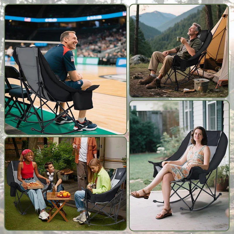 Heavy Duty 400LB Outdoor Rocker Chair Full Body Padded & Portable